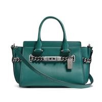 ราคา กระเป๋าถือ Coach ของแท้ ใหม่มือ 1 รุ่นหรูที่สุด หนังแท้ มีสายยาว ไซส์กลาง มีตำหนิด้านใน ลดราคาล้าง stock COACH SWAGGER 27 IN GLOVEDTANNED LEATHER BAG COACH 12119 DARK TURQUOISE CLEARANCE (7184646725)