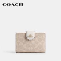 ราคา COACH กระเป๋าสตางค์ผู้หญิงรุ่น Medium Corner Zip Wallet In Signature Canvas CW786 IMXDM สีครีม (24118187224)