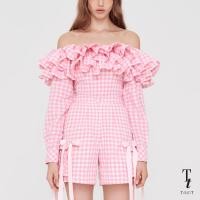 ราคา TandT NICOLETTE OFF THE SHOULDER RUFFLE LONG SLEEVES GINGHAM TOP เสื้อเปิดไหล่แขนยาว ตกแต่งรูดชั้นระบาย 2 ชั้น ผ้าคอตต้อนลายสก็อต (21562635101)