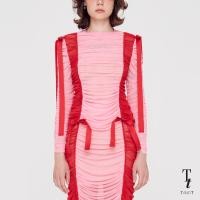 ราคา TandT POSY TWO TONE RUCHED BOW TRIMMED LONG SLEEVE TULLE TOP เสื้อรูดย่นเข้ารูปแขนยาวคอกลม ตัดต่อเส้นตรงสลับสีข้างตัว ตกแต่งโบว์ ผ้าตาข่ายยืดเนื้อนิ่ม สีแดง ชมพู (21562486778)