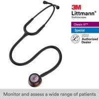 ราคา 3M Littmann Classic III Stethoscope 27 inch 5870 Black Tube Rainbow Finish Chestpiece Stainless Stem Eartubes (413705163)