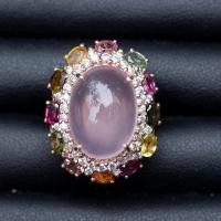 ราคา แหวนพลอยโรสควอตซ์ Rose Quartz ล้อมพลอยแฟนซีนทัวมารีน ตัวเรือนเงินแท้ 92 5 ชุบพิ้งโกล์ดพลอยแท้จากมาดากัสการ์ ไซส์นิ้ว 52 หรือเบอร์ 6 U (16380417886)