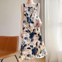 ราคา ชุดเดรสยาวผ้าซาตินลูกไม้แขนกุดสไตล์เกาหลี ทรงหลวม ผ้าฝ้ายพิมพ์ลาย ชุดไปงานปาร์ตี้ชายหาด ชุดทำงานฤดูใบไม้ผลิ (24823436915)