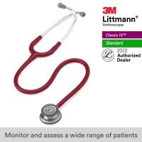 ราคา 3M Littmann Classic III Stethoscope 27 inch 5627 Burgundy Tube Standard Finish Chestpiece Stainless Stem Eartubes (413623311)