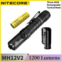ราคา NITECORE MH12 V2 1200 Lumens XP L2 V6 LED USB C Rechargeable Flashlight Include 5000Mah NL2150 Battery Outdoor Search Torch (23516021989)