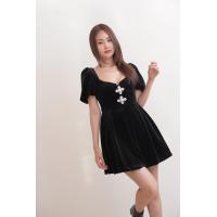 ราคา MG093 0823 มินิเดรสสีดำ Black Velvet Dress (20149715000)
