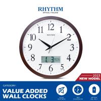 ราคา นาฬิกาแขวน RHYTHM รุ่นใหม่ นาฬิกาแขวนพลาสติกลายไม้ โมเดิร์น จอ LED วันที่ ขนาด 33 5 ซม (17175714712)