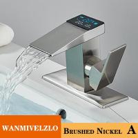 ราคา ก๊อกอ่างน้ำแบบดิจิทัลอัจฉริยะก๊อกน้ำอ่างล้างหน้าอ่างน้ำที่มีน้ำตกอุณหภูมิน้ำร้อนเย็น LED ขนาด2025ห้องน้ำดาดฟ้าเรือ (23495701529)