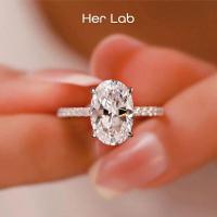 ราคา Her Lab Jewelry แหวนเพชรเงินมอยส์ซอไนต์แท้925 1 2กะรัตพร้อมเพชรเม็ดเล็กรายงาน GRA ดั้งเดิม100 ผ่านทางตัวเลือกเพชรแหวนเพชรเจียรรูปไข่4ง่ามแหวนแต่งงานเงินสเตอร์ลิงแหวนหมั้นแบบคลาสสิก (22207057401)