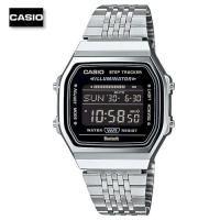 ราคา Velashop นาฬิกาข้อมือผู้ชายคาสิโอ ดิจิตอล Casio Digital Vintage Bluetooth สายสแตนเลส กระจกดำ รุ่น ABL 100WE 1BDF ABL 100WE 1B ABL 100WE (23268068247)