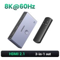 ราคา QSR STORE UGREEN HDMI 2 1 Switcher 8K 60Hz 4K120Hz HDMI compatible Switch 3 in 1 Out with Remote Control Converter For Xbox PS5 Monitors (20437252310)