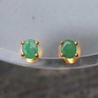 ราคา ต่างหูพลอยมรกตโคลัมเบีย Emerald เรือนเงินแท้92 5 ชุบทอง พลอยแท้ จากประเทศโคลัมเบีย (17421272484)