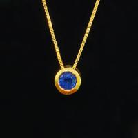 ราคา จี้พลอยของแท้ พลอยไพลินบางกะจะจันทบุรี BLUE SAPPHIRE ตัวเรือนเงินแท้ 92 5 ชุบทอง พลอยแท้จากประเทศไทย แถมสร้อยคอ (24244772458)