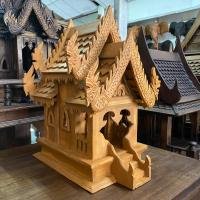 ราคา ศาลพระภูมิไม้สัก ศาลตายายแบบไม้ ไม้สักแท้ ขนาดสูง 40x30x25 cm ศาลไม้เรือนไทย ศาลเจ้าที ลายพญานาค ศาลไม้สักแกะสลัก Spirit House Wooden Carved NAGA (20579819003)