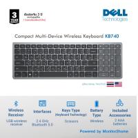 ราคา Dell KB740 Compact Multi Device Wireless Keyboard Key EN TH รับประกัน 3 ปี (22682934460)