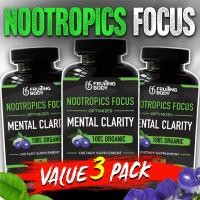 ราคา Nootropics Focus Capsules แคปซูลเห็ดหัวลิง Lions Mane Blue Butterfly Powder Matcha Green Tea L Theanine 1 Month Supply 90 Capsules (21802391269)