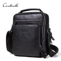 ราคา CONTACTS Genuine Leather Vintage Men Shoulder Bag Messenger Bags Male Crossbody Bags Mans Handbag Sling Bag (717712221)