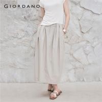 ราคา GIORDANO Women Skirts Half Elastic Waist Classy Pleated Skirts Back Slit High Quality Chic Fashion Casual Cocoon Skirts 18465625 (24611408606)