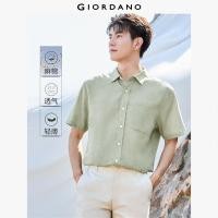 ราคา GIORDANO Men Shirts Linen Cotton Single Patch Pocket Shirts Short Sleeve Button Closure Simple Fashion Casual Shirts 01045480 (24088938712)