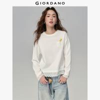 ราคา GIORDANO Women T Shirts Fake 2 Piece Lace Trim Tee Single Pocket Crewneck Long Sleeve Simple Fashion Casual Tshirts 18325819 (24896239267)