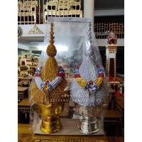 ราคา พานพุ่ม พุ่มเงินพุ่มทอง เบอร์ 5 6 7 8 9 พานพุ่มผ้าเงินทอง (21783606779)