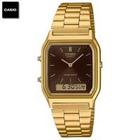 ราคา Velashop นาฬิกาข้อมือผู้ชาย ผู้หญิง คาสิโอ 2 ระบบ Casio Standard สายสแตนเลสสีทอง หน้าปัดสีน้ำตาล รุ่น AQ 230GA 5AMQYDF AQ 230GA 5A AQ 230GA (24522644767)