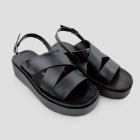 ราคา TREND รองเท้าหนัง PU รองเท้าแตะรัดส้น ส้น 5 CM รุ่น MADISON สี BLACK l รองเท้าลำลอง ผู้หญิง (24692073126)