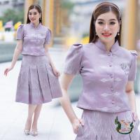 ราคา ชุดเดรส ชุดเซ็ท ชุดออกงาน ผ้าฝ้ายทอลาย เซ็ทอมรรัตน์ ชมพูกลีบบัว (21398854070)