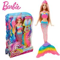 ราคา Original Barbie Brand Mermaid Doll Feature Rainbow Lights Doll The Girls Toys For Chilren Birthday Present Gift Boneca DHC40 (11971440529)