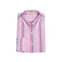 ราคา Hazard เสื้อเชิ้ตทำงานแขนยาวลายทาง ผ้า Linen ลินิน สีชมพูกลาง (18576407641)