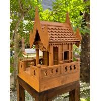 ราคา ส่งไวที่สุด ศาลเจ้าที่ ศาลตายายไม้สัก สูง 45 x กว้าง 25 x ยาว 35 cm ศาลไม้ ศาลพระภูมิ สีสักทอง (23723520867)