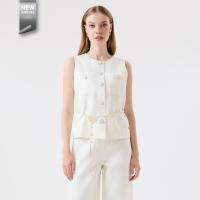 ราคา ESPADA เสื้อเบลาส์แขนกุด ผ้าทวีต ผู้หญิง สีไอเวอรี่ Tweed Sleeveless Blouse 04874 (24975346996)