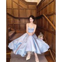 ราคา ชุดเดรสยาวสายเดี่ยวผ้าซาตินสีน้ำเงิน ชุดราตรี ชุดวันเกิด ชุดเดรสผู้หญิง ชุดเดรสยาวเอวสูง ชุดเดรสยาวทรงเอ ชุดเดรสยาว (23147242884)