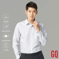 ราคา GQWhite Shirt Classic Grid เสื้อเชิ้ตผ้าสะท้อนน้ำแขนยาว สีขาว ลายตาราง checked shirt (18140073402)