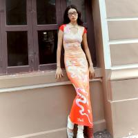 ราคา BLACKDOG BKK Lunar2502 Mini heart maxi dress เดรสกี่เพ้าฉลุหัวใจ ผ้ายืดพิมพ์ลาย (23435066754)