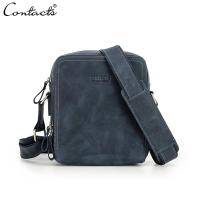 ราคา CONTACTS Genuine Leather Mens Messenger Bag Vintage Men Bag High Quality Male Crossbody Shoulder Bags (23687023453)
