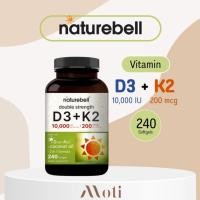 ราคา จัดส่งในวันเดียวกัน Naturebell Vitamin D3 K2 10000 IU Vitamin D 200mcg Vitamin K MK 7 240 Softgels Exp 03 2027 (24335518184)