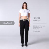 ราคา กางเกงชิโนผู้หญิงทรงคาร์โก้ Klassik J 222 Straight Fit Mid Waisted Jack Russel Black Cream Gray Khaki Olive Green (21871443904)