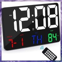 ราคา GPBS Digital Wall Clock Large Display Alarm Clock with Wireless Remote Control LED Wall Clock with Date and Temperature (24828400103)