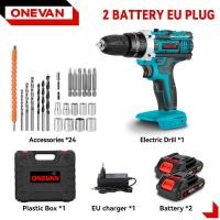 ราคา ONEVAN ชุดสว่านไฟฟ้า 34 ชิ้น สว่านกระแทกไฟฟ้า 25 3 แรงบิด ไขควงไฟฟ้าไร้สาย เครื่องมืองานไม้ สำหรับแบตเตอรี่ Makita 18V (24851803373)