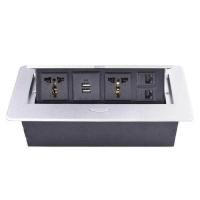 ราคา POP UP 2 Universal Socket Table Outlet 2 RJ45 CAT5E อินเทอร์เน็ตแจ็ค Eu uk พอร์ต USBตารางด้านบน Recess Outlet พร้อม Flipper Cover (15880949246)