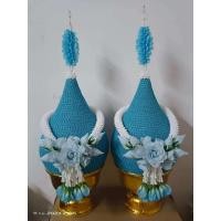 ราคา พานพุ่มสักการะช่อเอื้อง ราคาต่อคู่ ขนาด 7 นิ้ว สีฟ้า สีส้ม สีขาวออฟไวท์ สีแดง สีเหลือง สีอื่นๆ (23920921309)