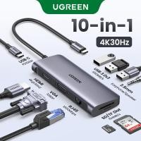 ราคา UGREEN 80133 10 in 1 100W 5Gbps USB C Multiport Adapter HUB อุปกรณ์แปลงสัญญาณ 4k HDMI RJ45 VGA SD TF (24869192691)