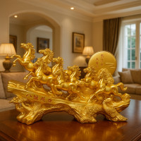 ราคา ม้า 8 ตัว มงคล สีทอง แปดม้า ฮวงจุ้ย เสริมบารมี เรียกทรัพย์ ขนาด 9x30x21 cm กว้างxยาวxสูง ของตกแต่งบ้านเรือนและสำนักงาน ของขวัญขึ้นบ้านใหม่ มงคลค้าขายร่ำรวย ความเจริญรุ่งเรือง ม้า 8 ตัวทอง แปดม้ามงคล ต