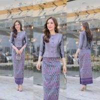 ราคา ชุดไทยเรือนต้น A02 สีเทา ชุดไทยเรือนต้น เสื้อ ผ้าถุง ผ้าเนื้อเดียวกัน ผ้าไหมทอลายสั่งทอลายมัดหมี่สวยหรู เสื้อไทยเรือนต้น ผ้าถุงตัดสำเร็จ ซิปข้าง (24911072237)