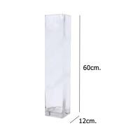 ราคา แจกันดอกไม้ แจกันแก้วใส แจกันสี่เหลี่ยม ใหญ่สูง 1ใบ Flower Vase Glass Square Large Tall Flower Vase 1 unit (23620016865)