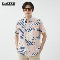 ราคา DAPPER เสื้อเชิ้ตแขนสั้น Logo Contrast Striped Print สีครีม (24598875487)