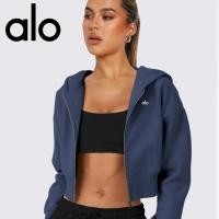 ราคา alo เสื้อสเวตเตอร์ผู้หญิงเสื้อคาร์ดิแกนแบบสั้นแนวสตรีทสไตล์ยุโรปและอเมริกาชุดโยคะมีฮู้ดซิปเสื้อแขนยาวเสื้อกีฬาและลำลอง (23325331276)