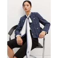 ราคา Pomelo เสื้อแจ็คเก็ตผ้าทวีต No Collar Tweed Jacket (24010742045)