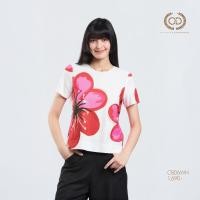 ราคา C D Womans blouse Sakura เสื้อผู้หญิง คอกลม แขนสั้น สีขาว CBD6WH (24895801898)